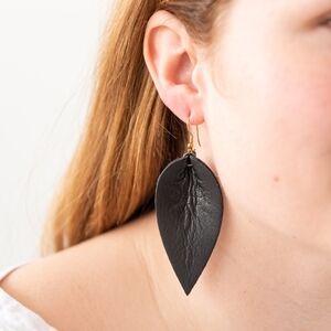 Leather Leaf Earrings